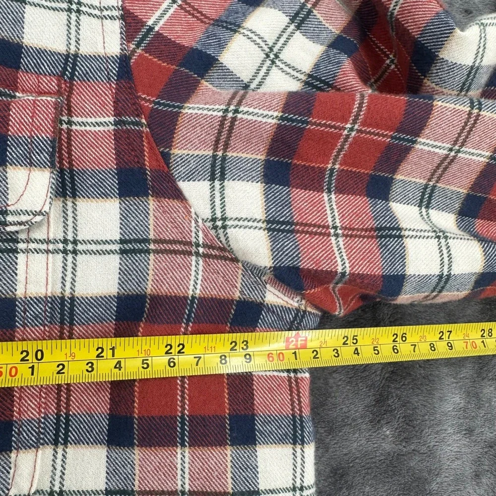 LL Bean Mens Large Fleece Lined Flannel Shirt Jacket Red Plaid Shacket Shacket